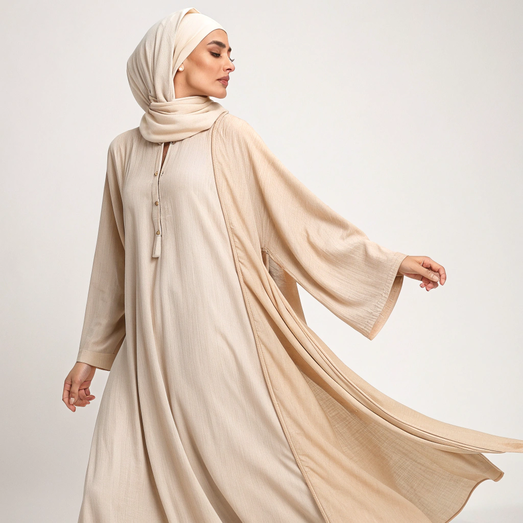 Linen-Cotton Blend Abaya