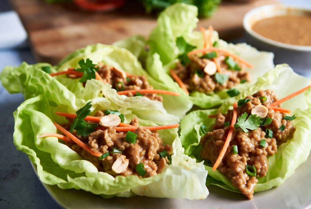 Thai-Inspired Peanut Chicken Lettuce Wraps