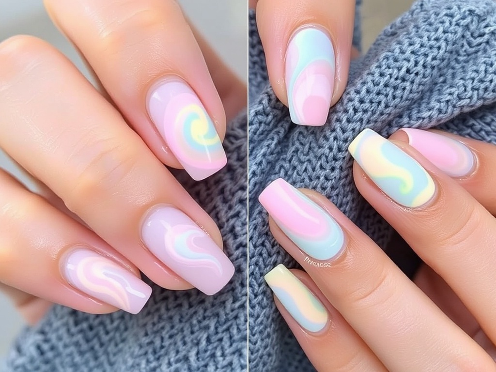 Pastel Swirl & Ombré Nails